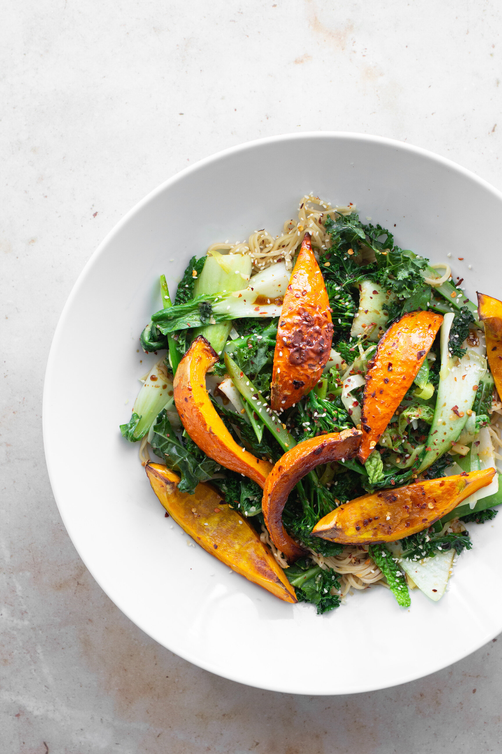 Roasted Pumpkin and Winter Green Stir Fry | The Mother Cooker