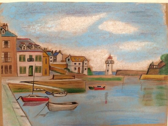 vincent pastel pencil harbour landscape painting