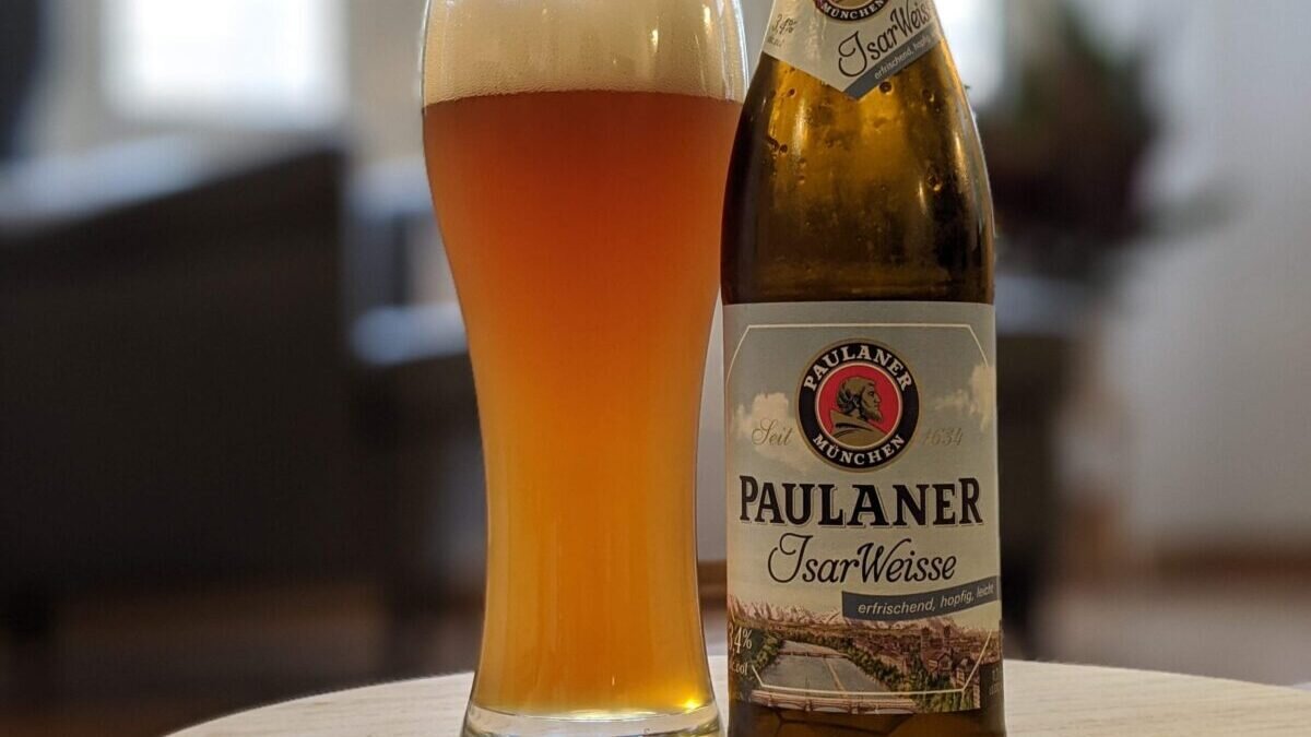 A picture of Paulaner beer, poured beautifully 