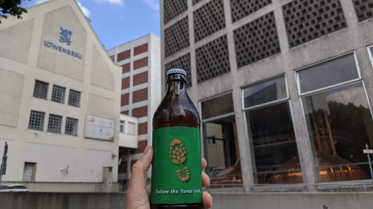 A picture of a bottle of beer in front of Higgins Ale Works