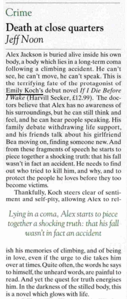 Review of If I Die Before I Wake in The Spectator