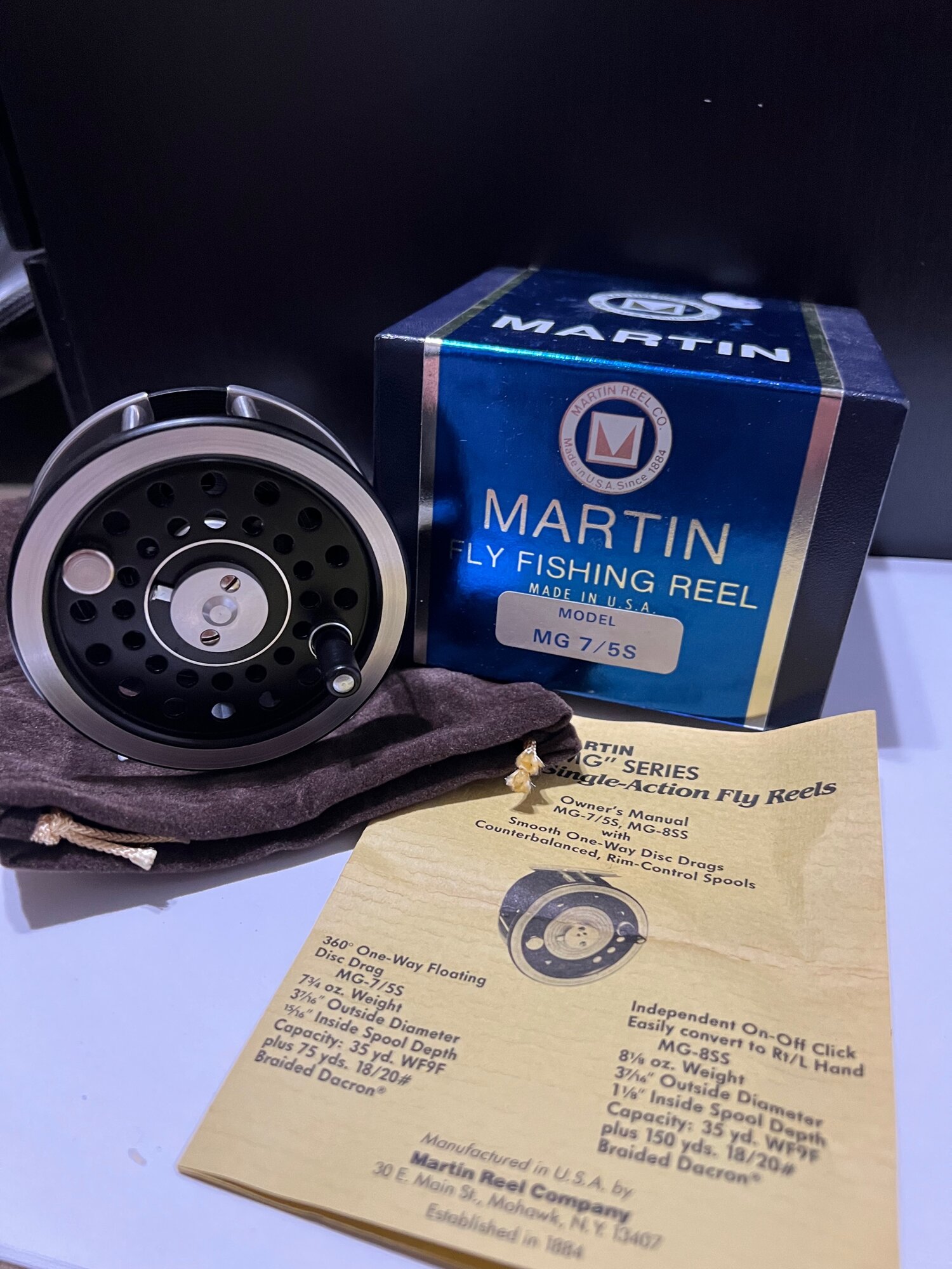 Martin MG-7/5S Fly Reel with Original Box & Carry Bag — VINTAGE
