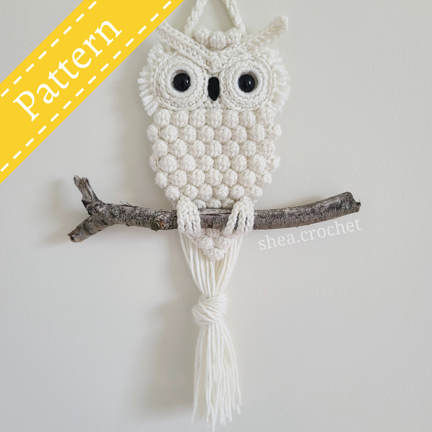 owl wall hanging crochet pattern — shea crochet