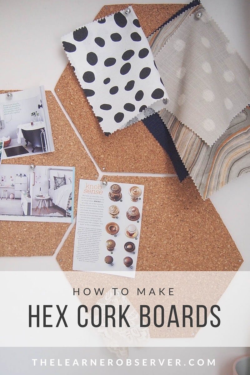 Make hexagon cork boards out of dollar store cork tiles - by The