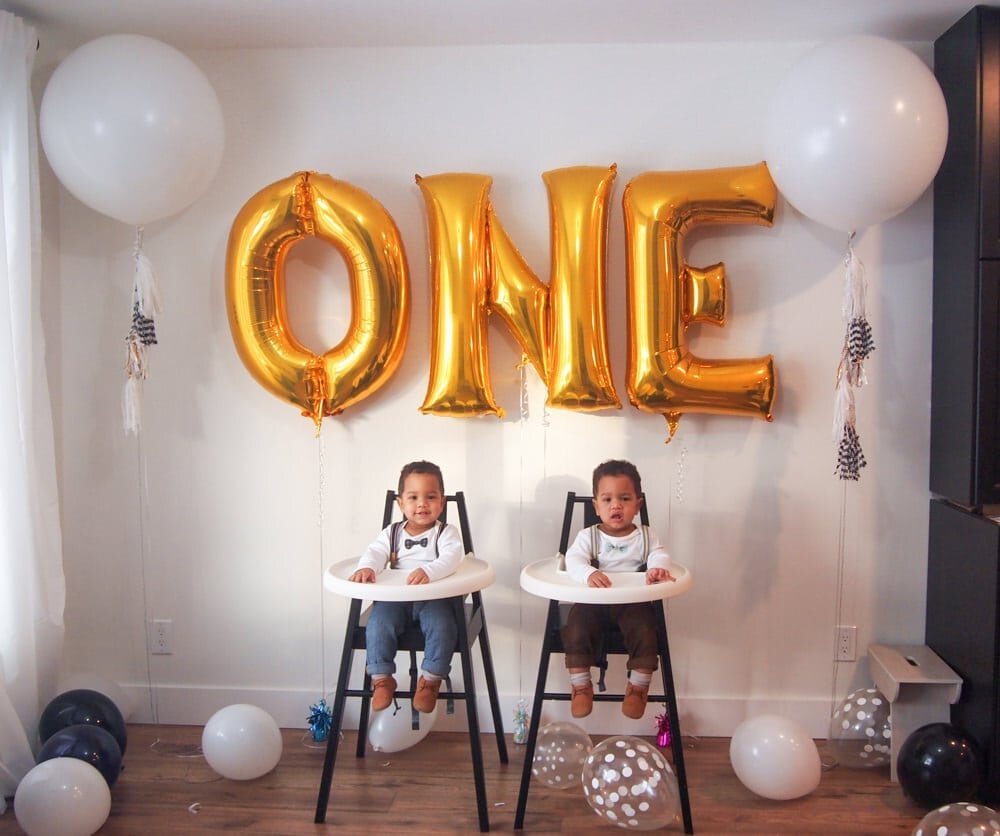 First Birthday Party in Black White and Gold-18