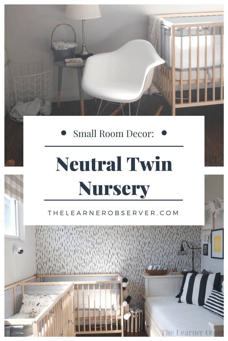 How to use a small room to create a twin nursery with an accent wall and changing station in the closet