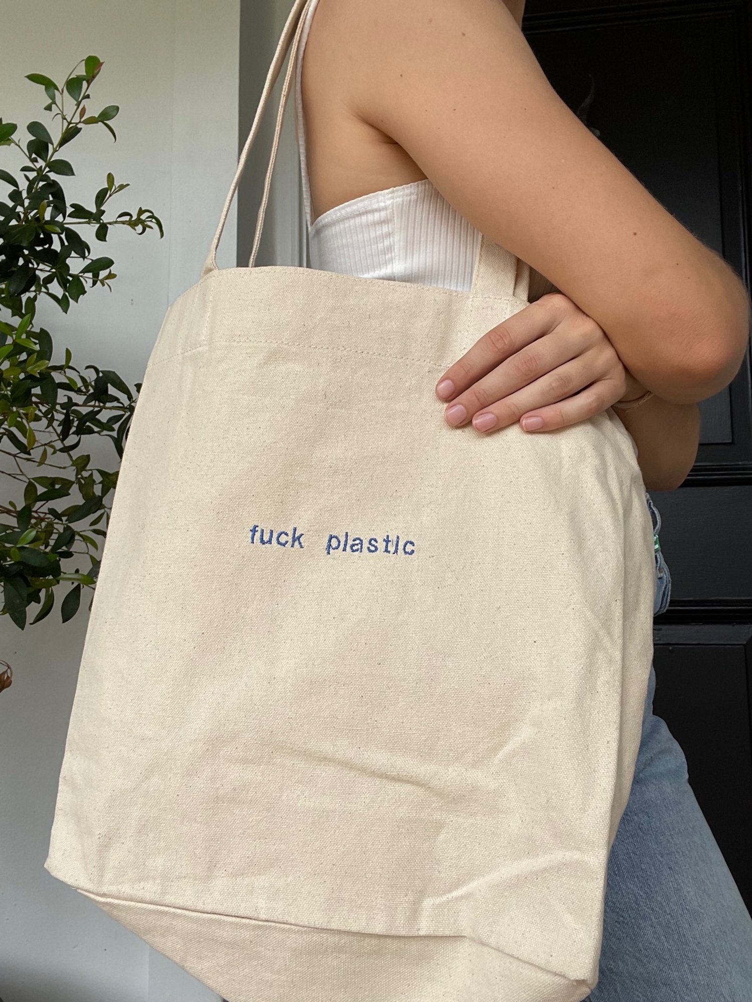 fuck plastic grocery tote — THE RESCUE COLLECTION