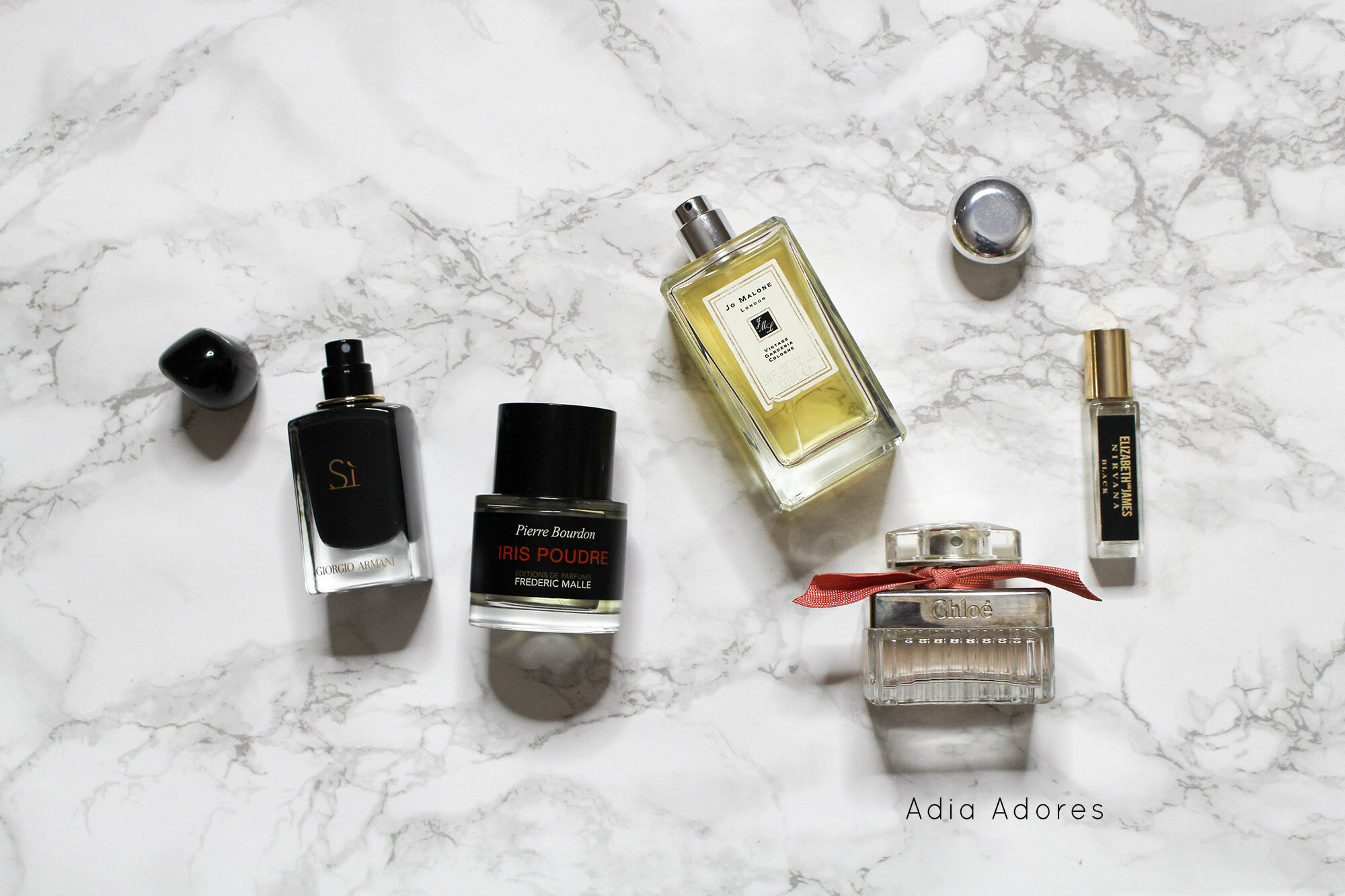 Four fall fragrances. adiaadores.com #armanibeauty #fredericmalle #jomalone #chloe