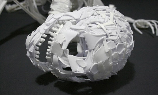 Elliott Mariess Waste skeleton made out of plastic cutlery