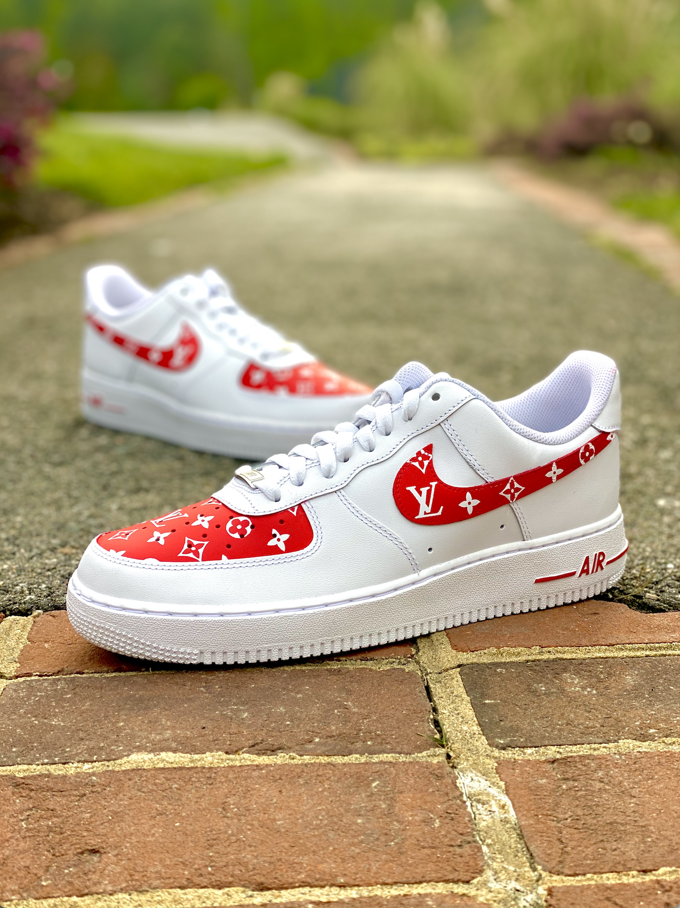 Custom Nike Air Force 1 '07 Low - Classic Louis Vuitton (Red