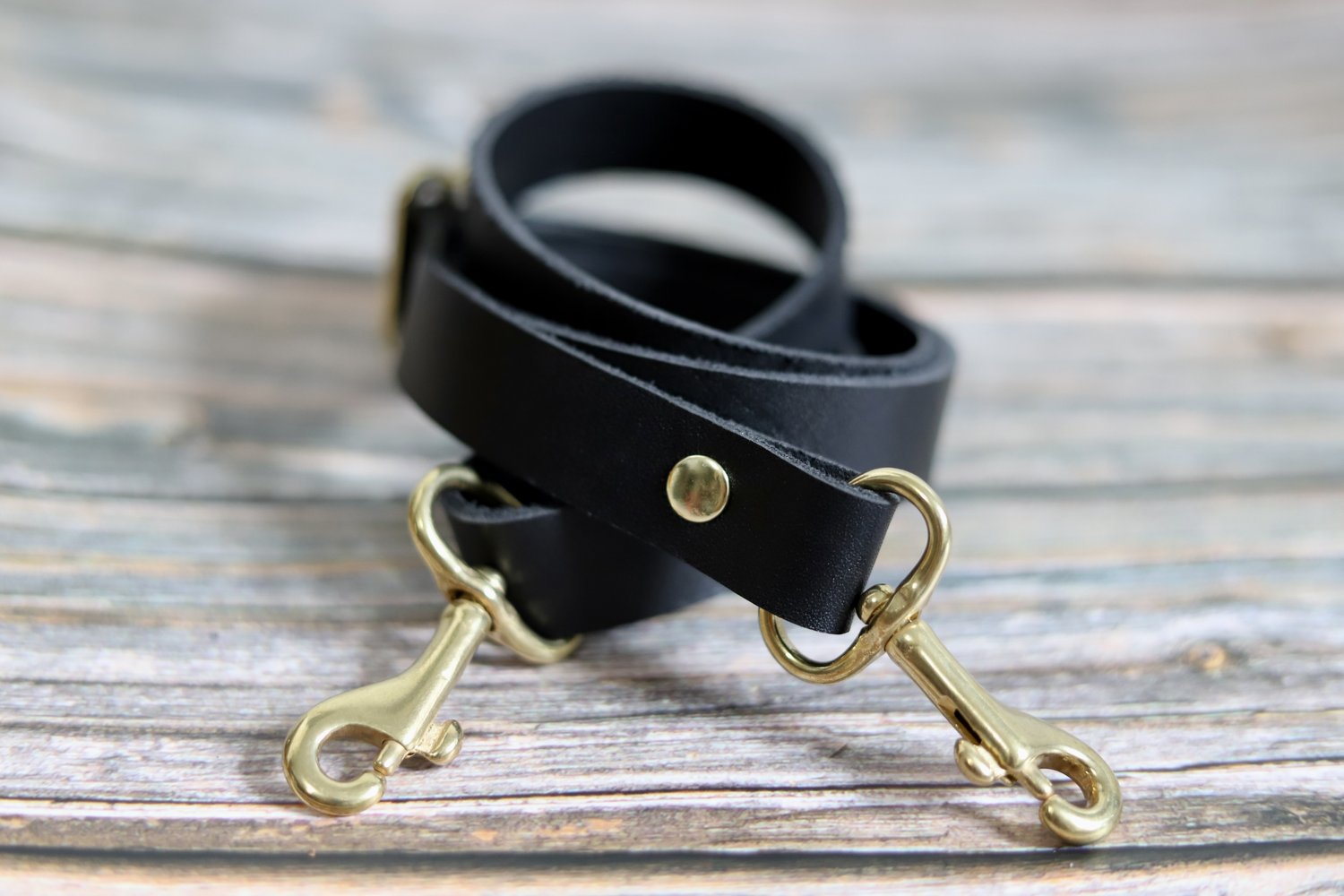 Fixed black leather purse strap made of high quality 5-6 oz leather - Land  & Kamp