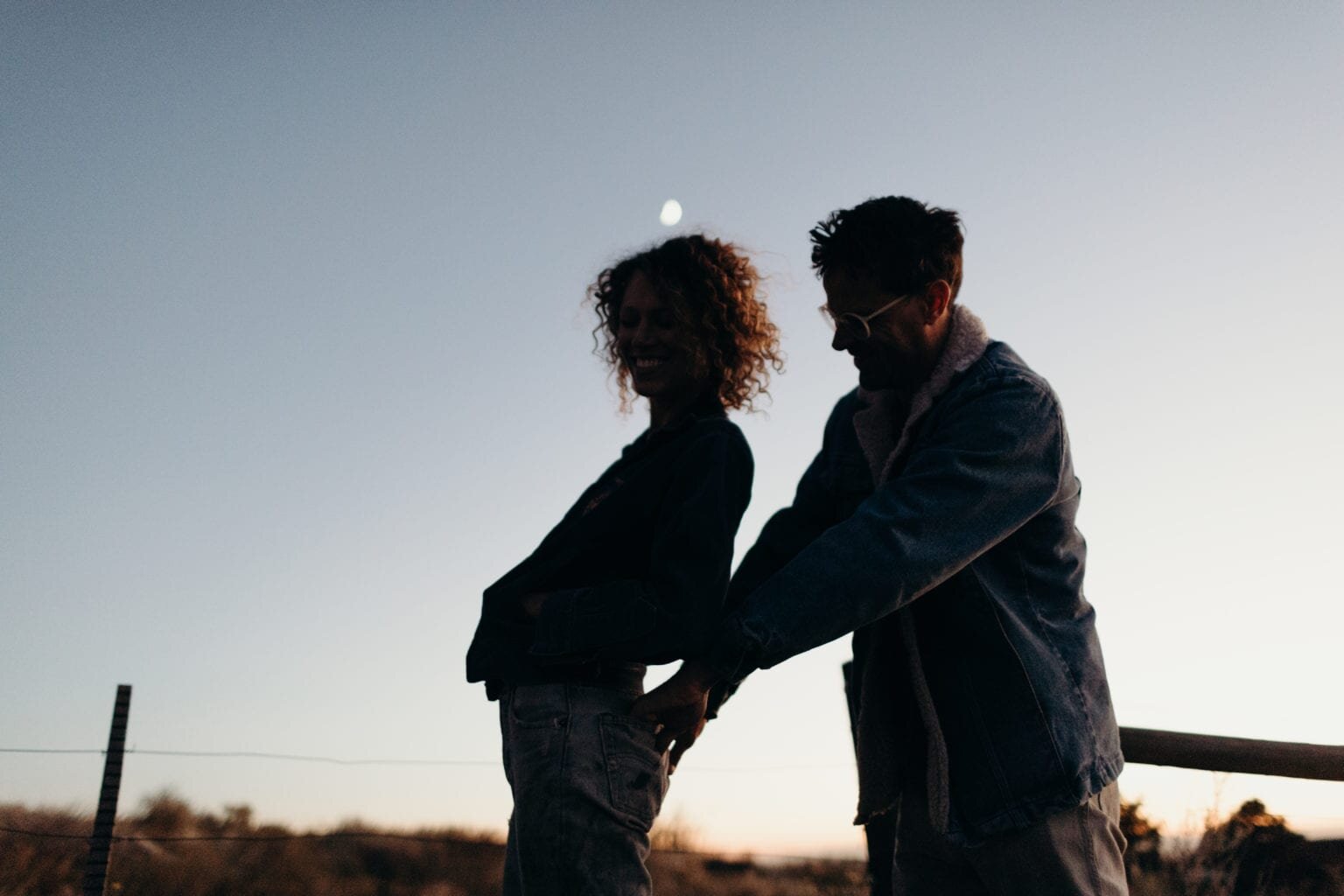 Couple playing in the desert