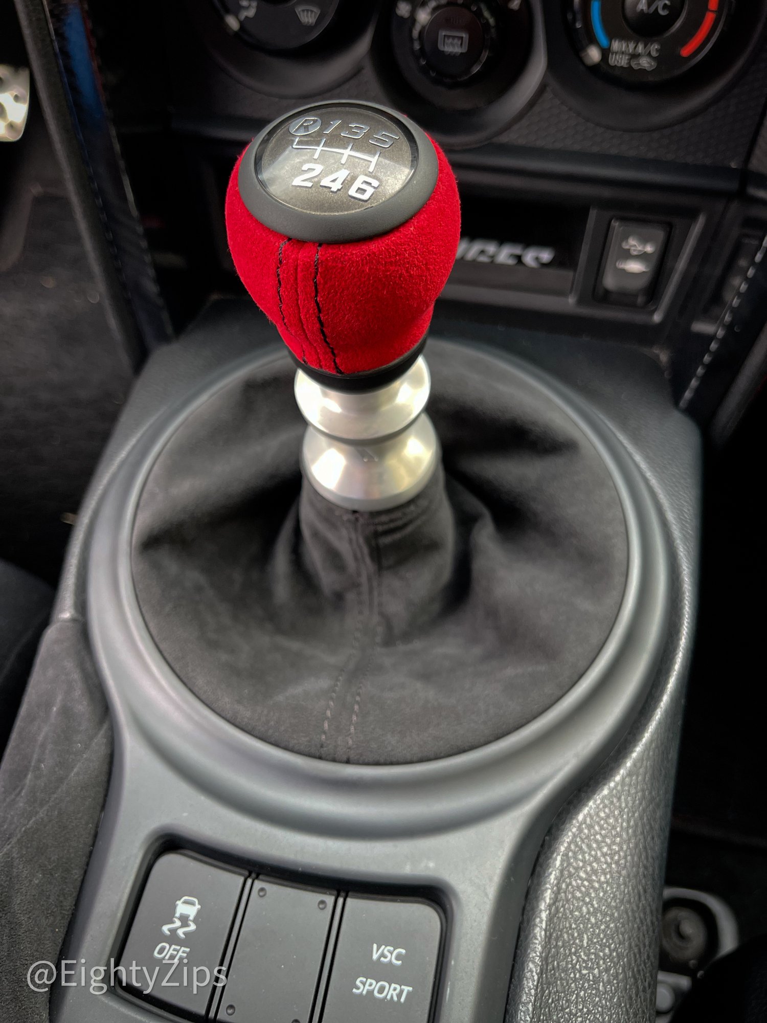 Red Leather Wrapped Shift Knob