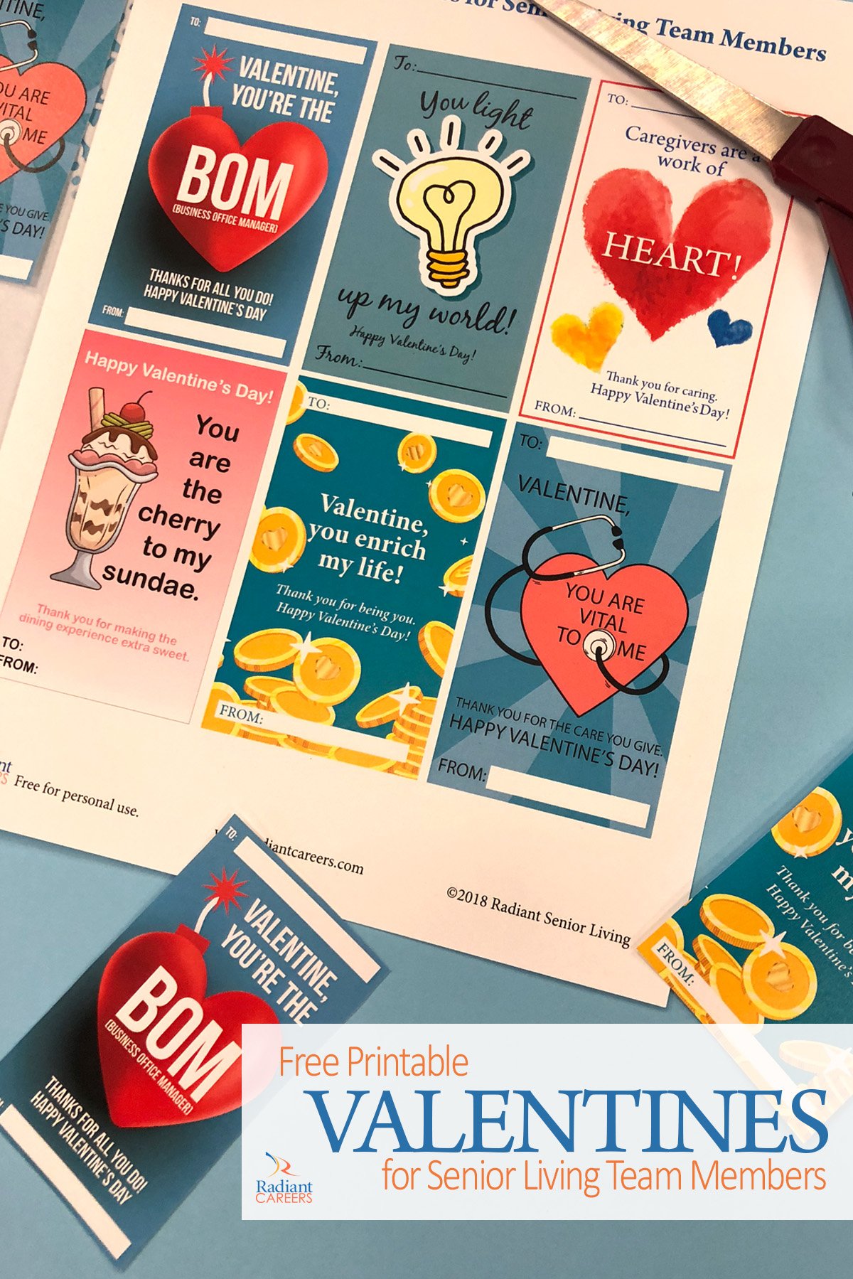 Free Printable Valentines for Senior Living Staff | RadiantCareers.com