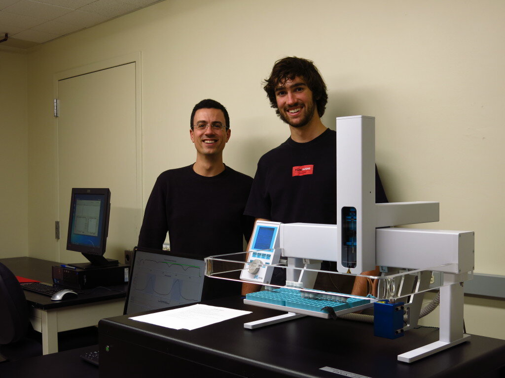 Sean and I with the new off-axis integrated cavity output spectroscopy triple water isotope analyzer. Yep, that's what it's called.