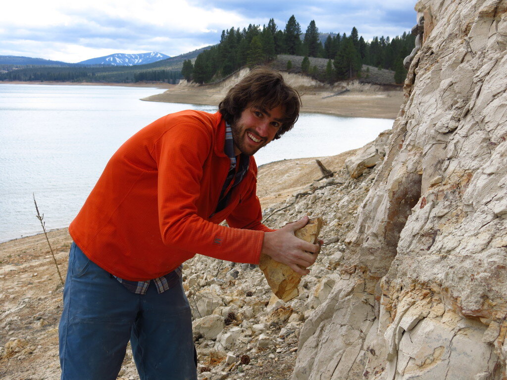Sean sampling a 3 million year old ash, Boca Basin, CA.