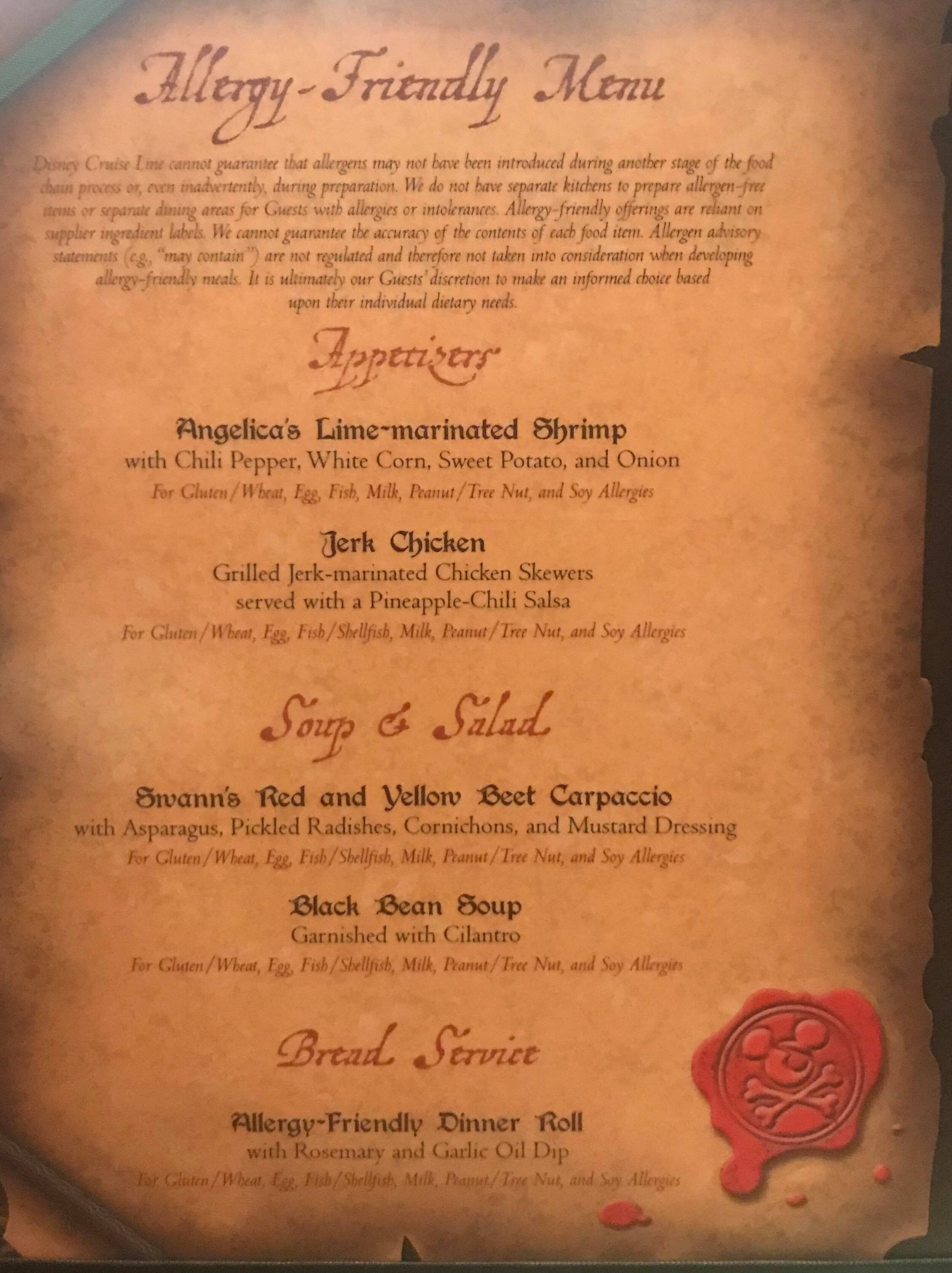 Disney Cruise Pirate Night Dinner Menu - The Mommy Mouse Clubhouse