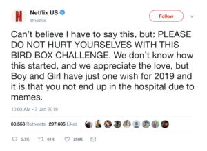 twitter Netflix bird box challenge post