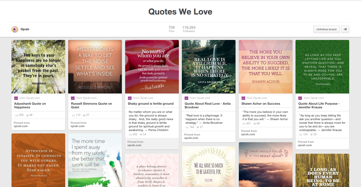 Quotes We Love Board by Oprah