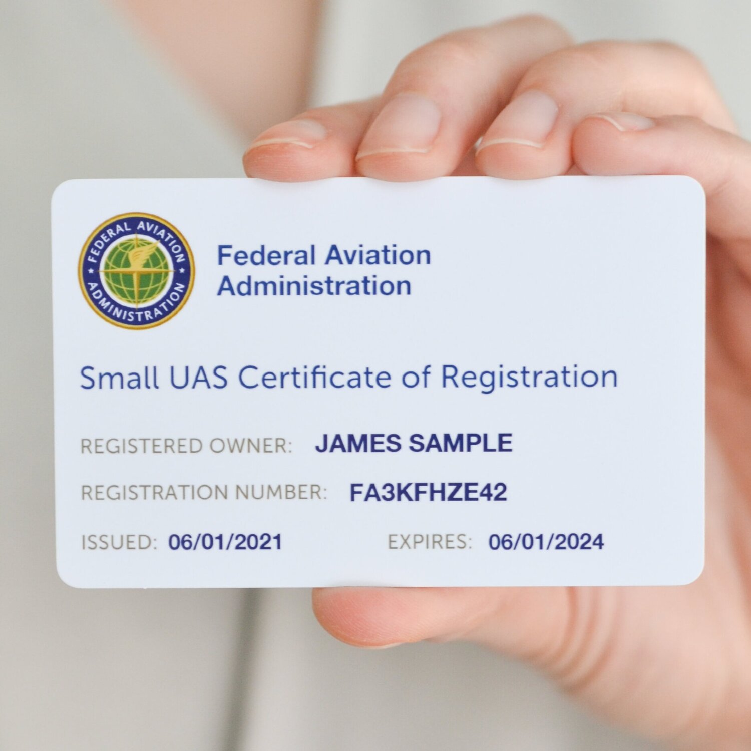 FAA Drone Registration Card (Recreational or Part 107) — Drone Registration