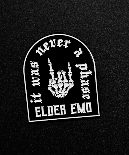 Elder Emo Enamel Pin Hard Enamel Nickel-free Brooch Goth Black Heart Badge  