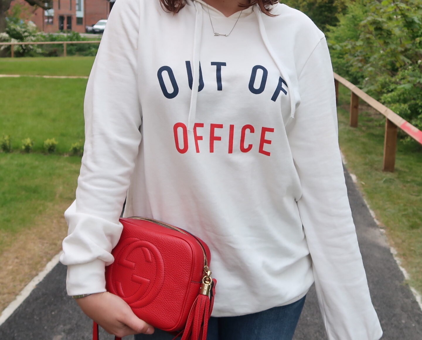 NEXT OUT OF OFFICE HOODIE GUCCI SOHO DISCO RED YSL ESPADRILLE DUPE