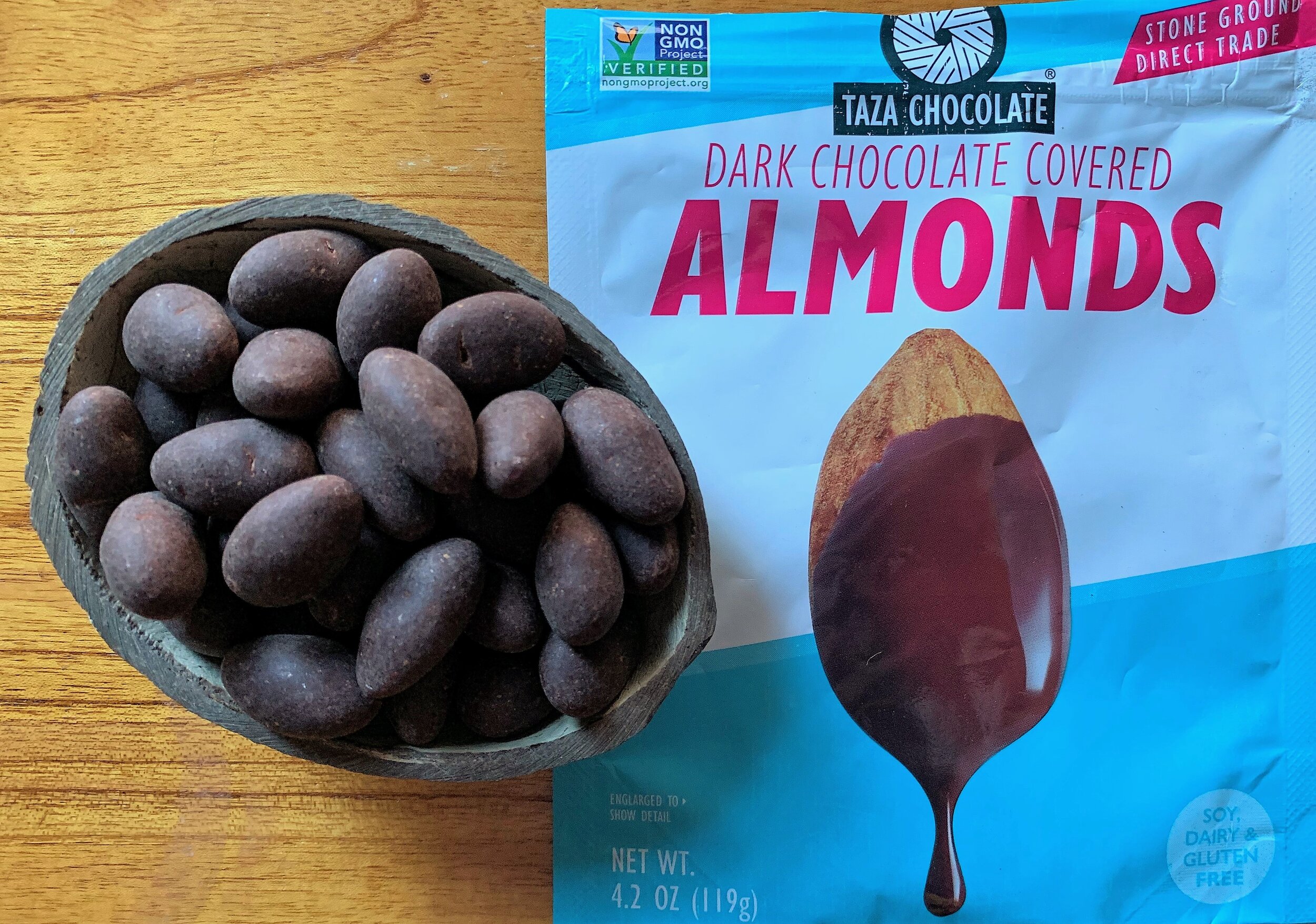 Chocolate covered almonds from Taza Chocolate