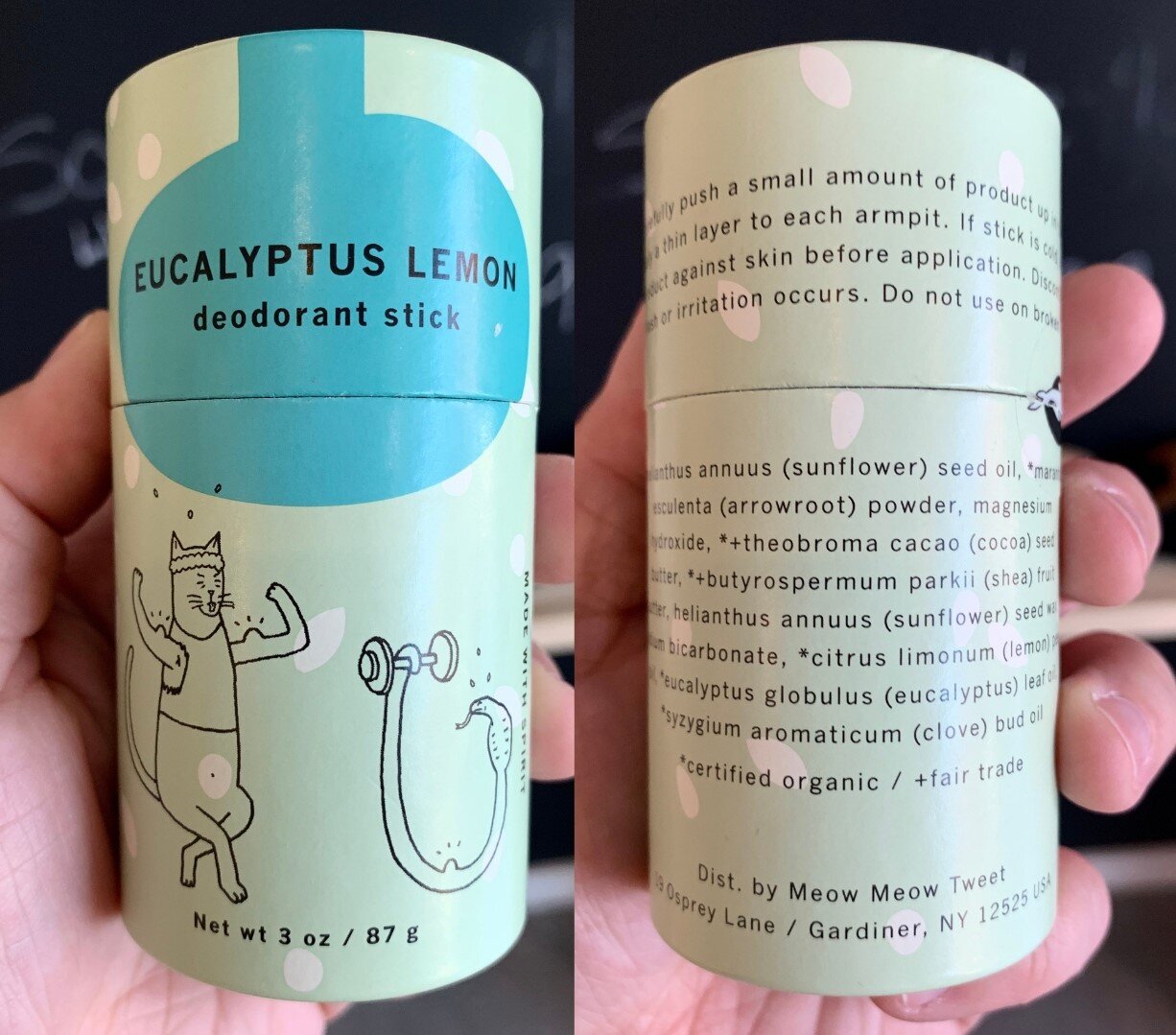 eucalyptus lemon deodorant stick by Meow Meow Tweet