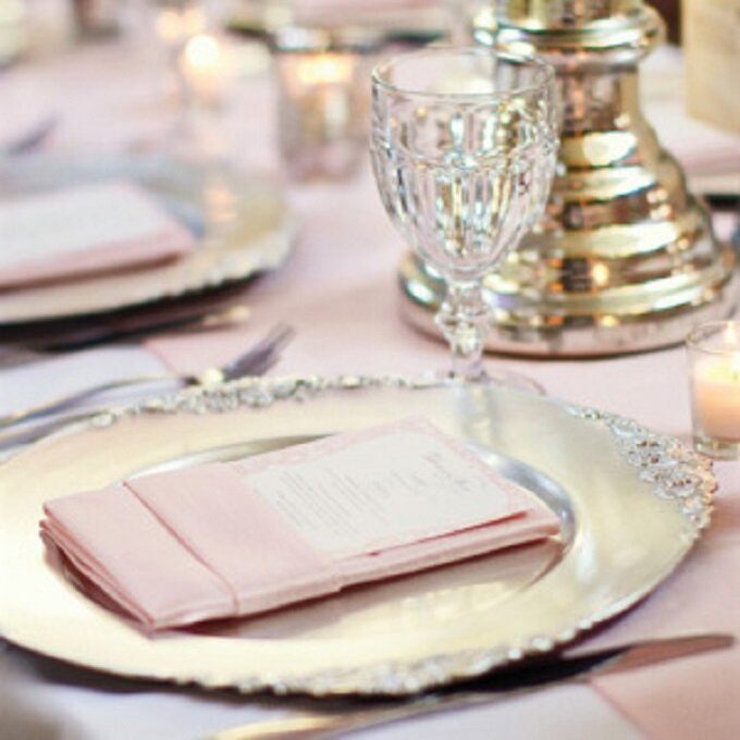 pink and gold table placement