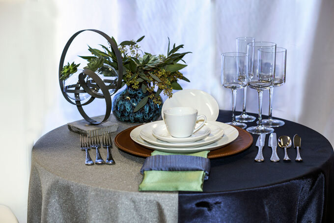 Masculine, Modern, Glimmery Gray Table Setting Wedding
