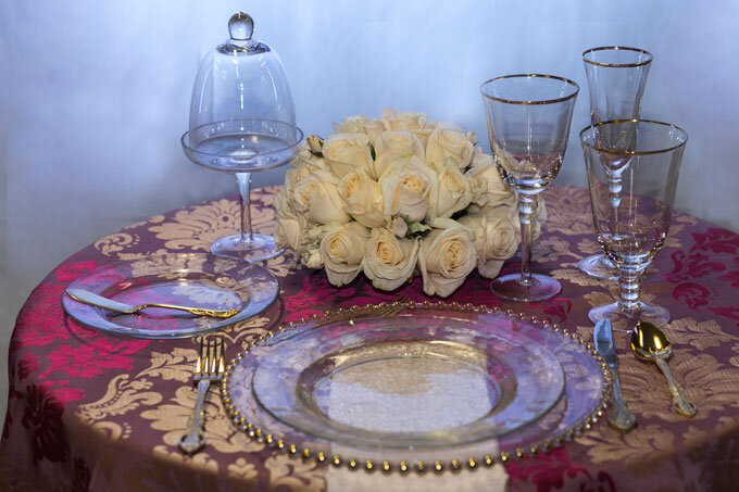 Bold Colors and Patterns Table Setting Wedding