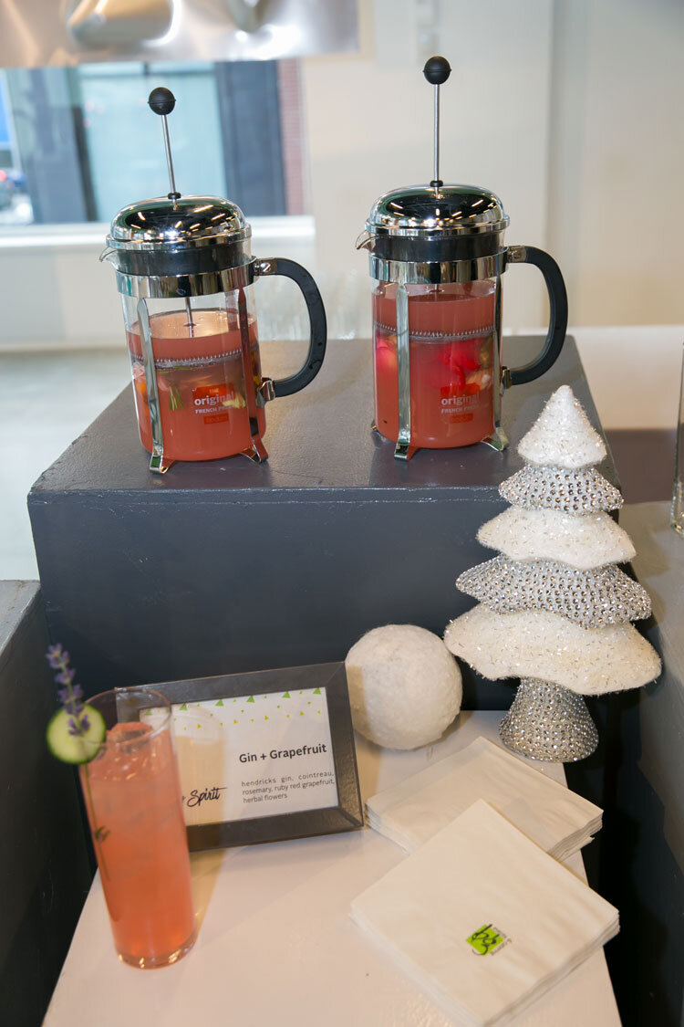  Gin and Grapefruit Beverage with Holiday Decor Party Boston