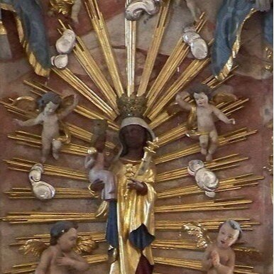 Unbekannt Heiligenfigur Schwarze Madonna Schlüsselanhänger Höhe 4cm mit Anhänger Heiliger Christophorus