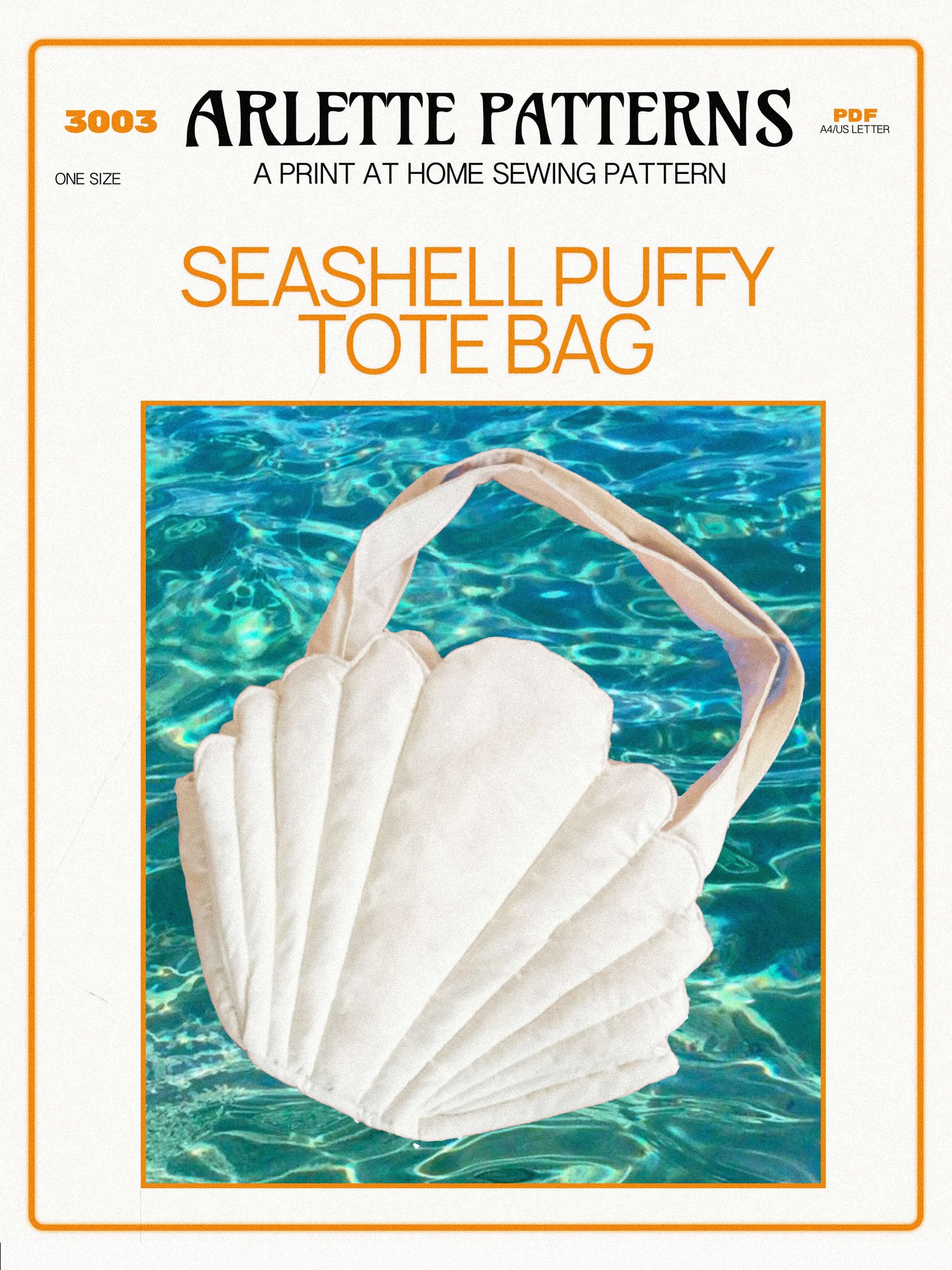 Seashell Puffy Tote Bag - Print at Home Sewing Pattern — Arlette