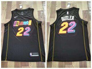 2021 Jimmy Butler #22 Miami Heat Basketball Trikot Jersey City Edition Schwarz 
