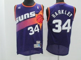 Rétro Charles Barkley #34 Phoenix Suns Basketball Jersey Maillots Cousu Bleu 