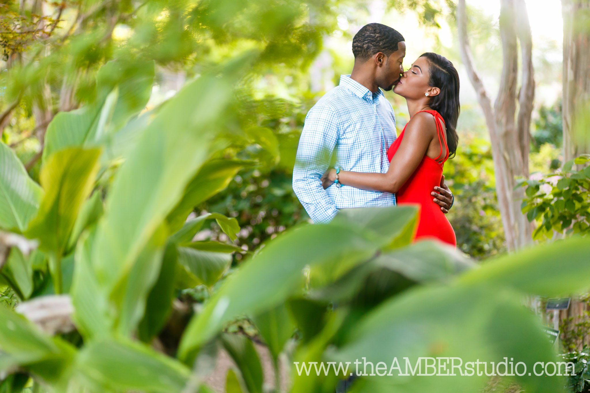 black-wedding-photographer-dallas-texas-engagement-photos-amber-knowles-studio-fort-worth-botanical-gardens-red-dress-suit-african-american-couple-cc0006
