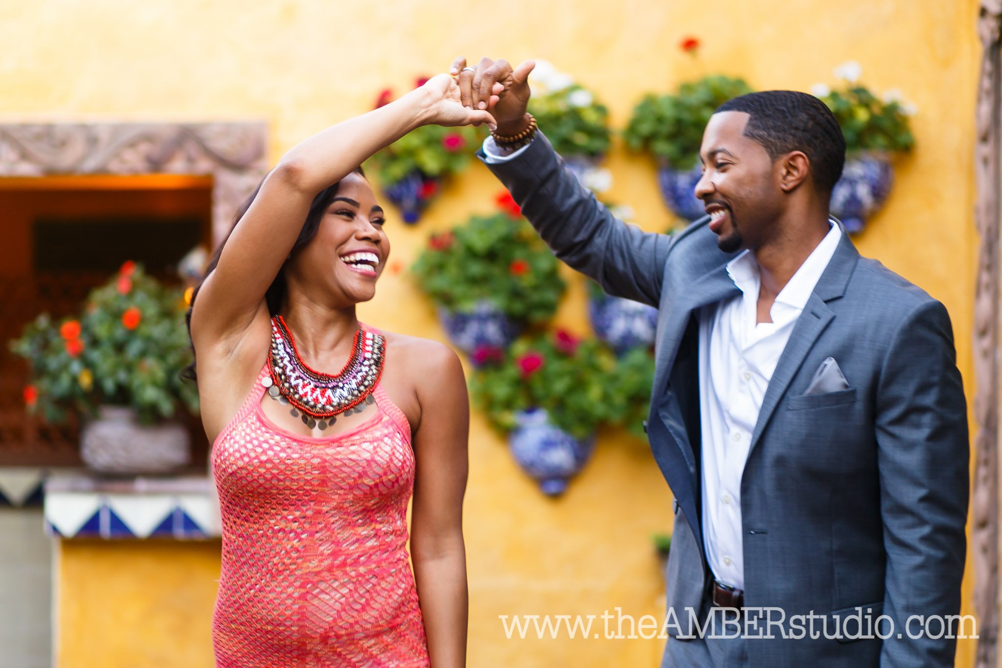 black-wedding-photographer-dallas-texas-engagement-photos-amber-knowles-studio-fort-worth-botanical-gardens-red-dress-suit-african-american-couple-cc0009