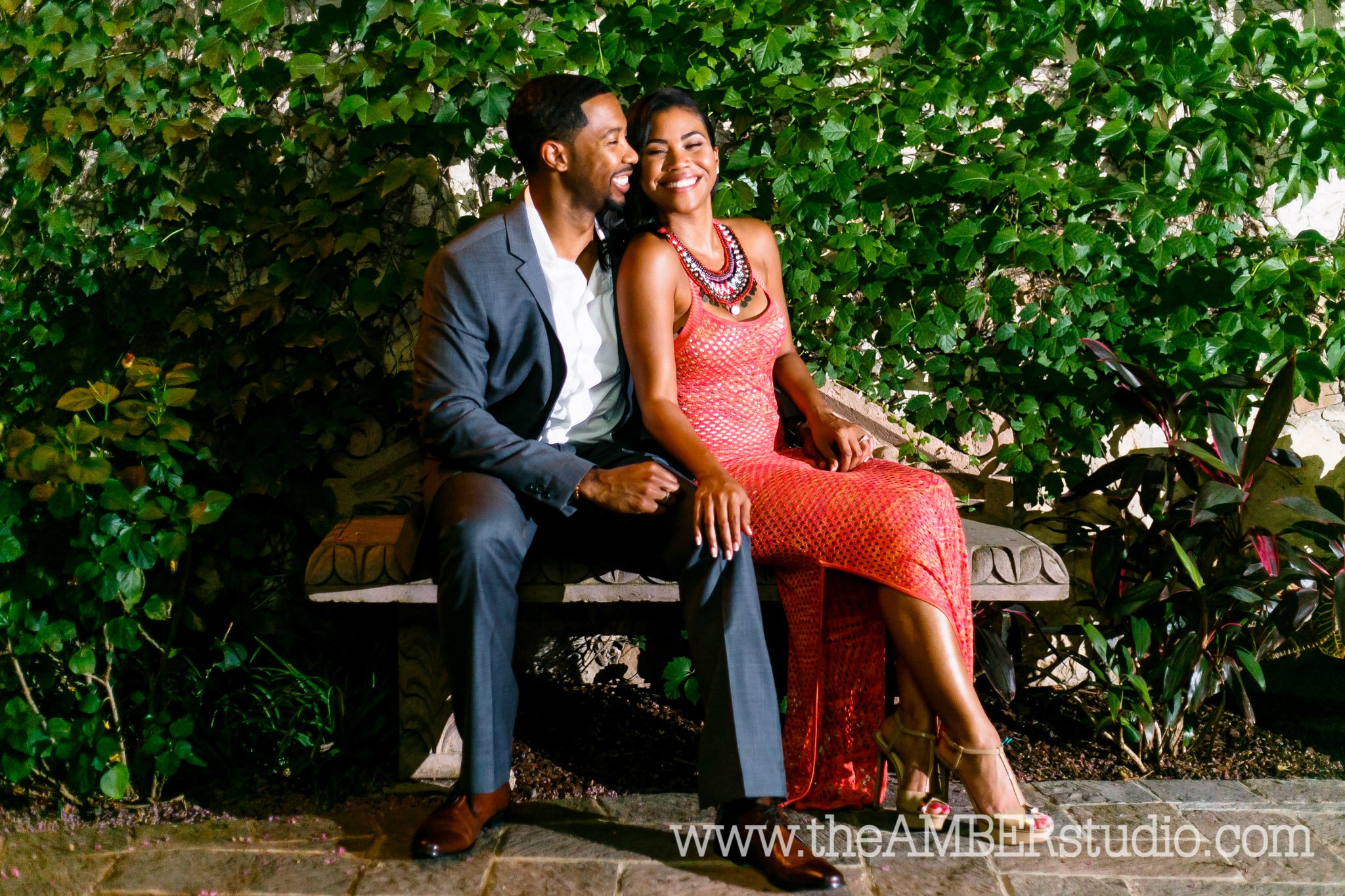 black-wedding-photographer-dallas-texas-engagement-photos-amber-knowles-studio-fort-worth-botanical-gardens-red-dress-suit-african-american-couple-cc0016