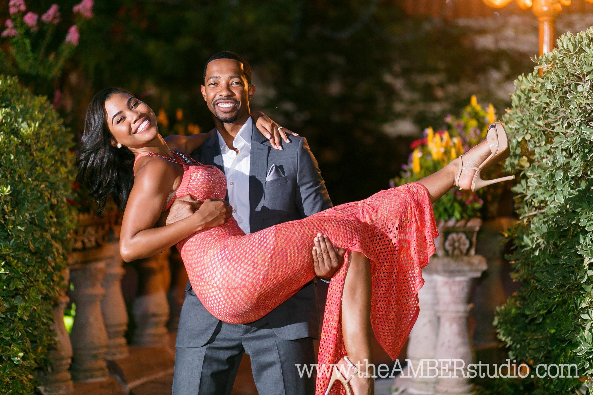 black-wedding-photographer-dallas-texas-engagement-photos-amber-knowles-studio-fort-worth-botanical-gardens-red-dress-suit-african-american-couple-cc0017