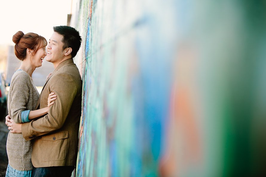 engagement session with graffiti