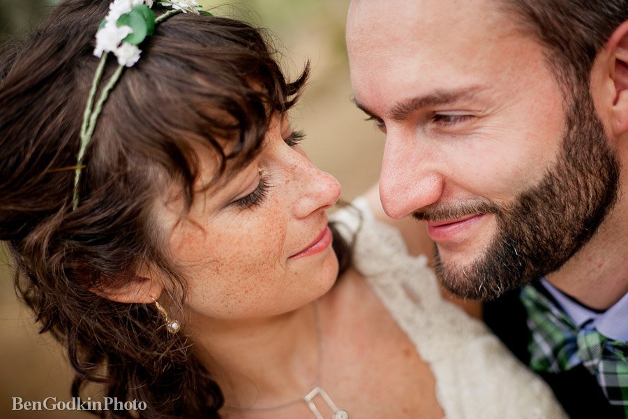 Outdoor nature portraits of bride & groom at the Inn at Wild Rose Hall
