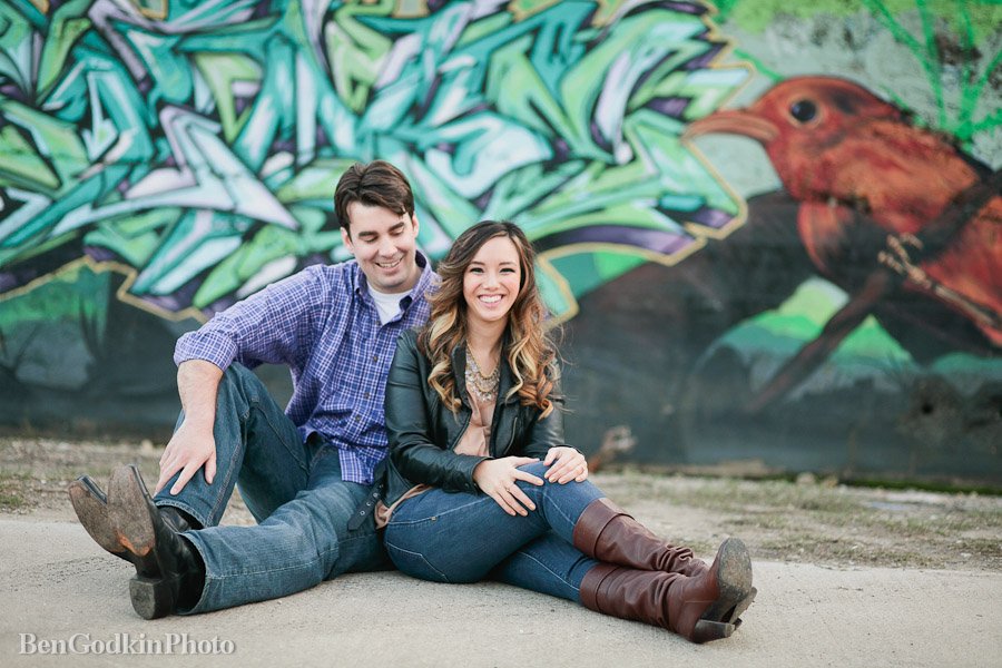 graffiti engagement pictures in east Austin
