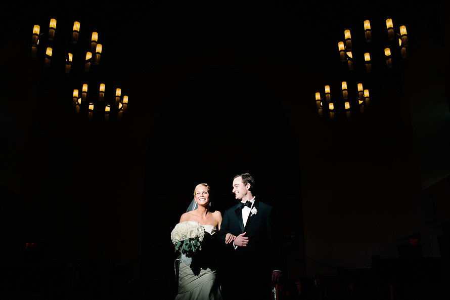 bride and groom in smith family chapel