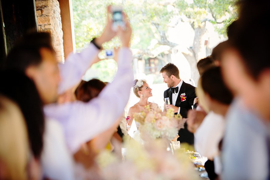 bride and groom entering reception
