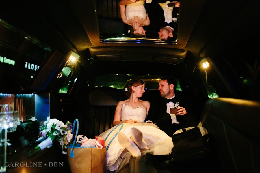 bride groom limo ride