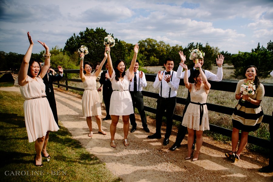 bridal party excitement after the wedding
