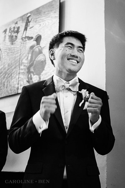 groom excited to see bride for the first time