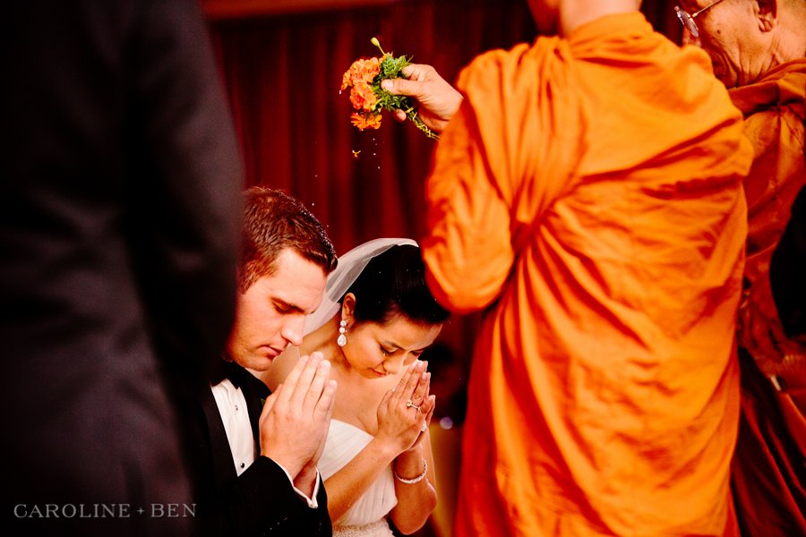monks blessing bride and groom