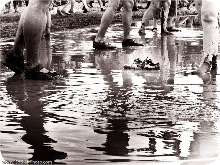 Shoes left in the water at ACL 2009.